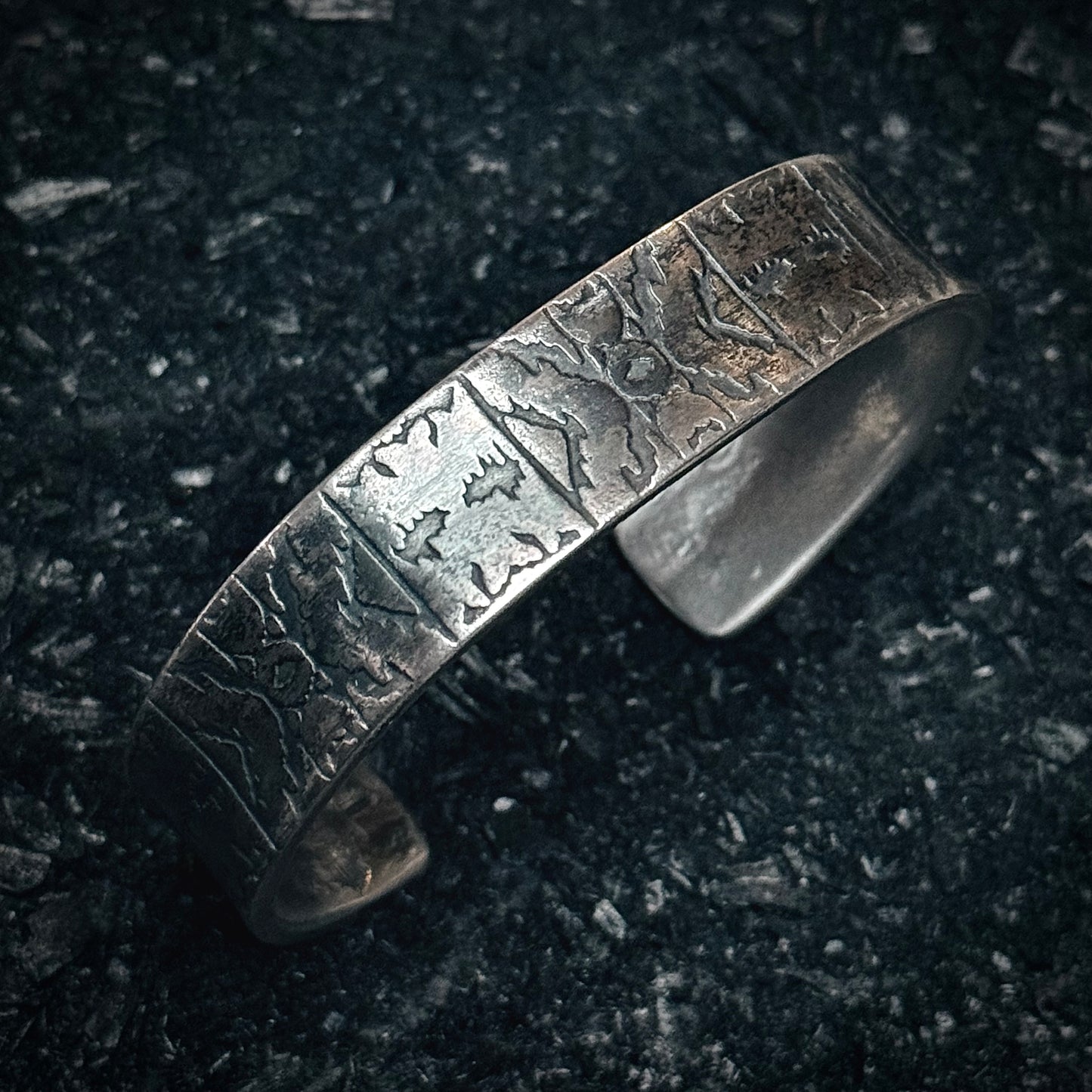 100% Pure Silver Cuff Bracelet. southwest pattern. 5/8 wide. Handmade in Montana. Rugged Western bracelet. .999 Fine silver. New Design!