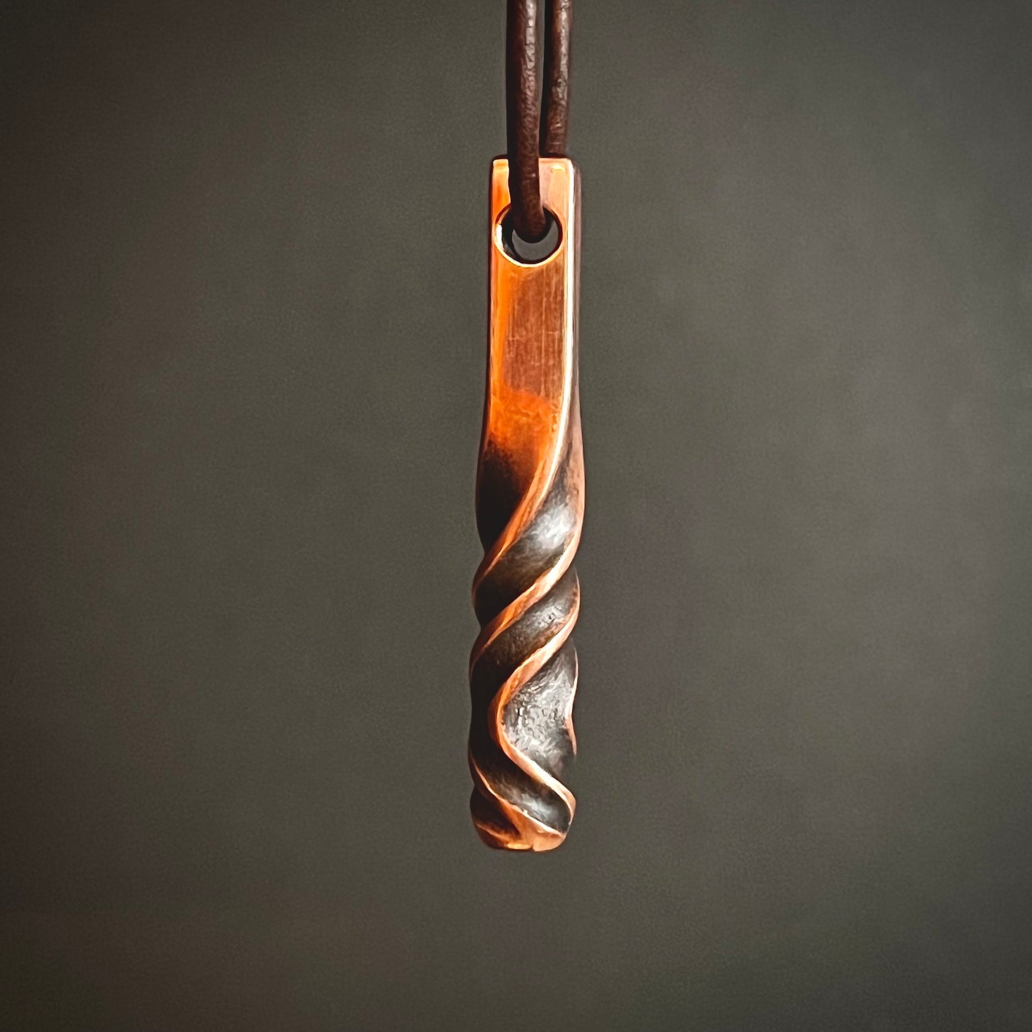 Copper Twisted Bar Pendant. Made in America. Hand Forged in Montana