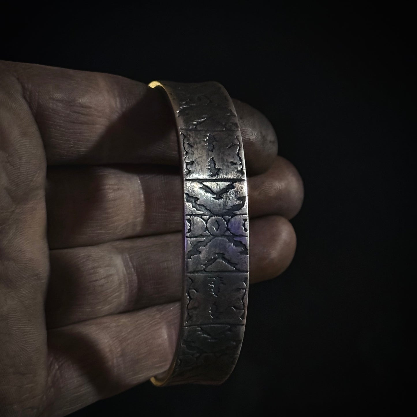100% Pure Silver Cuff Bracelet. southwest pattern. 5/8 wide. Handmade in Montana. Rugged Western bracelet. .999 Fine silver. New Design!