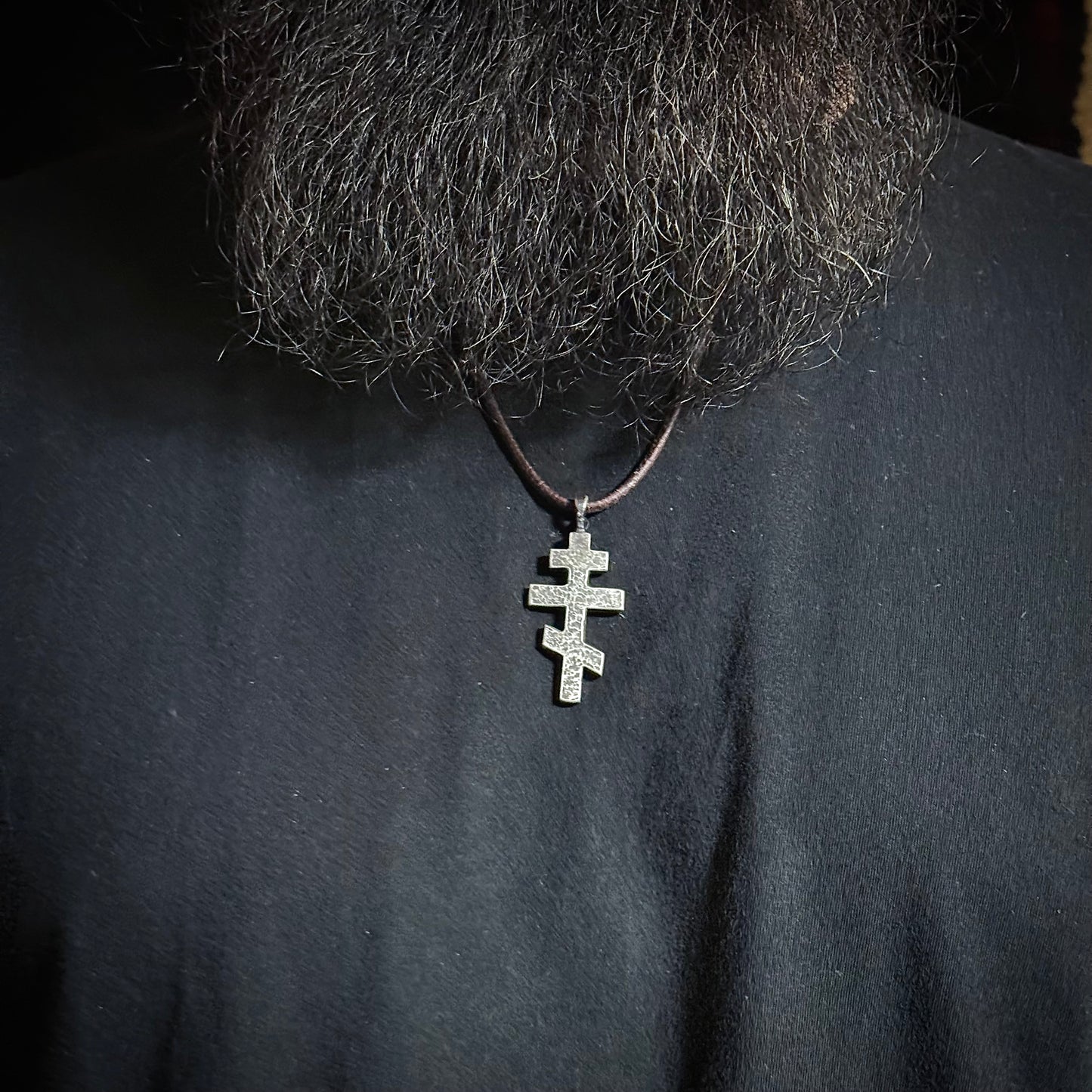 100% Pure Copper ORTHODOX CROSS PENDANT. Rustic finish. Made in America. hand forged in Montana.