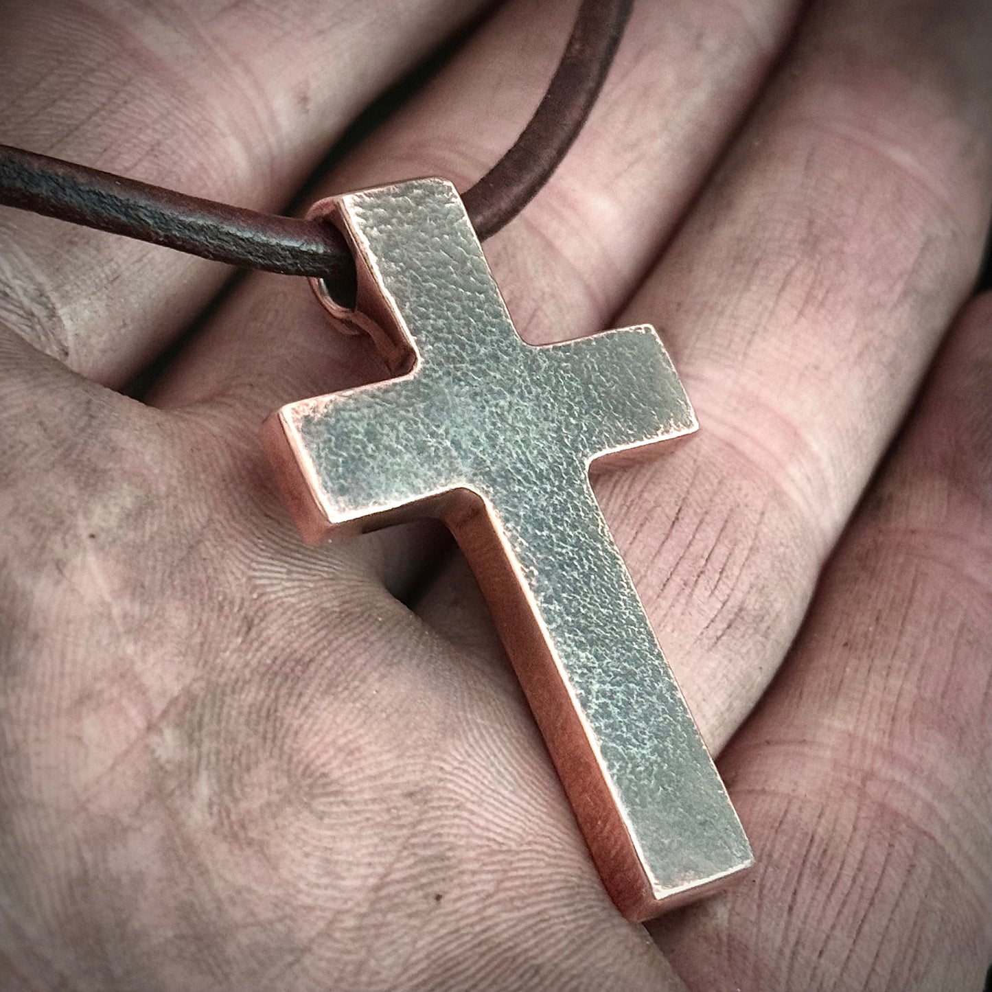 100% Pure Copper Flat Finish CROSS PENDANT. Made in America. Hand forged in Montana. Pure Copper