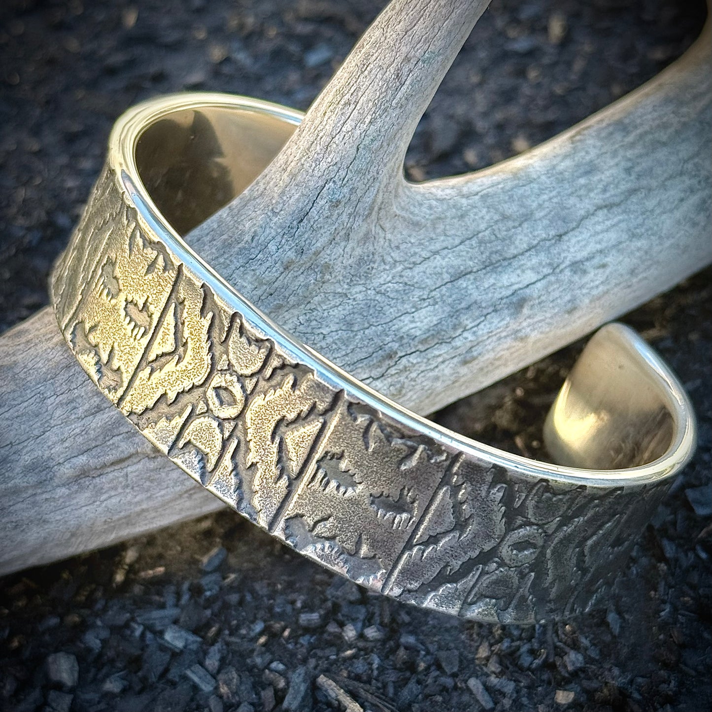 100% Pure Silver Cuff Bracelet. southwest pattern. 5/8 wide. Handmade in Montana. Rugged Western bracelet. .999 Fine silver. New Design!