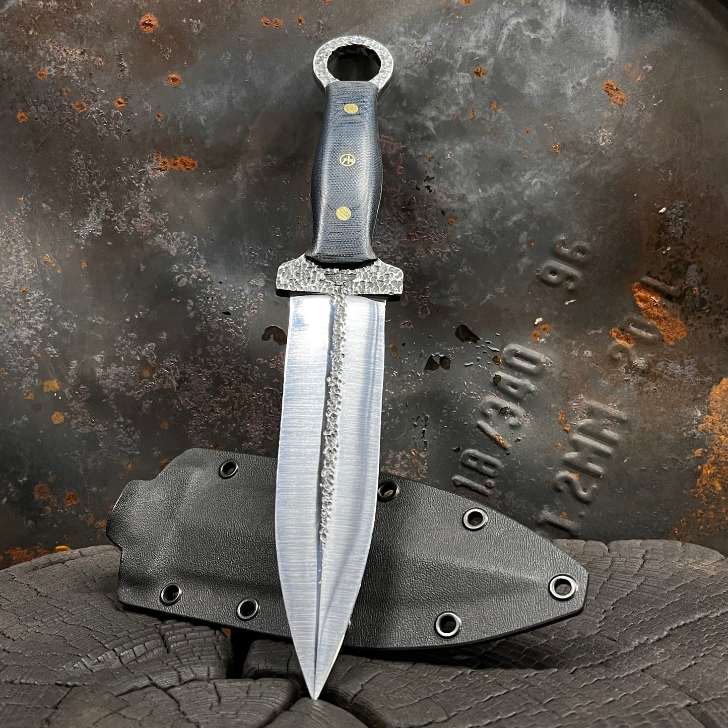 Fixed Blade Dagger with Kydex Sheath. Hand Forged in Montana.