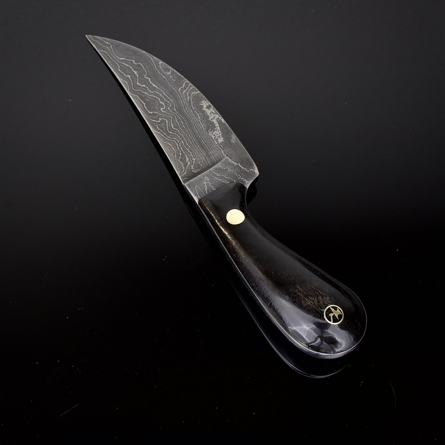 Damascus Steel Clinch Pick Knife with Kydex Sheath. Hand Forged in Montana.