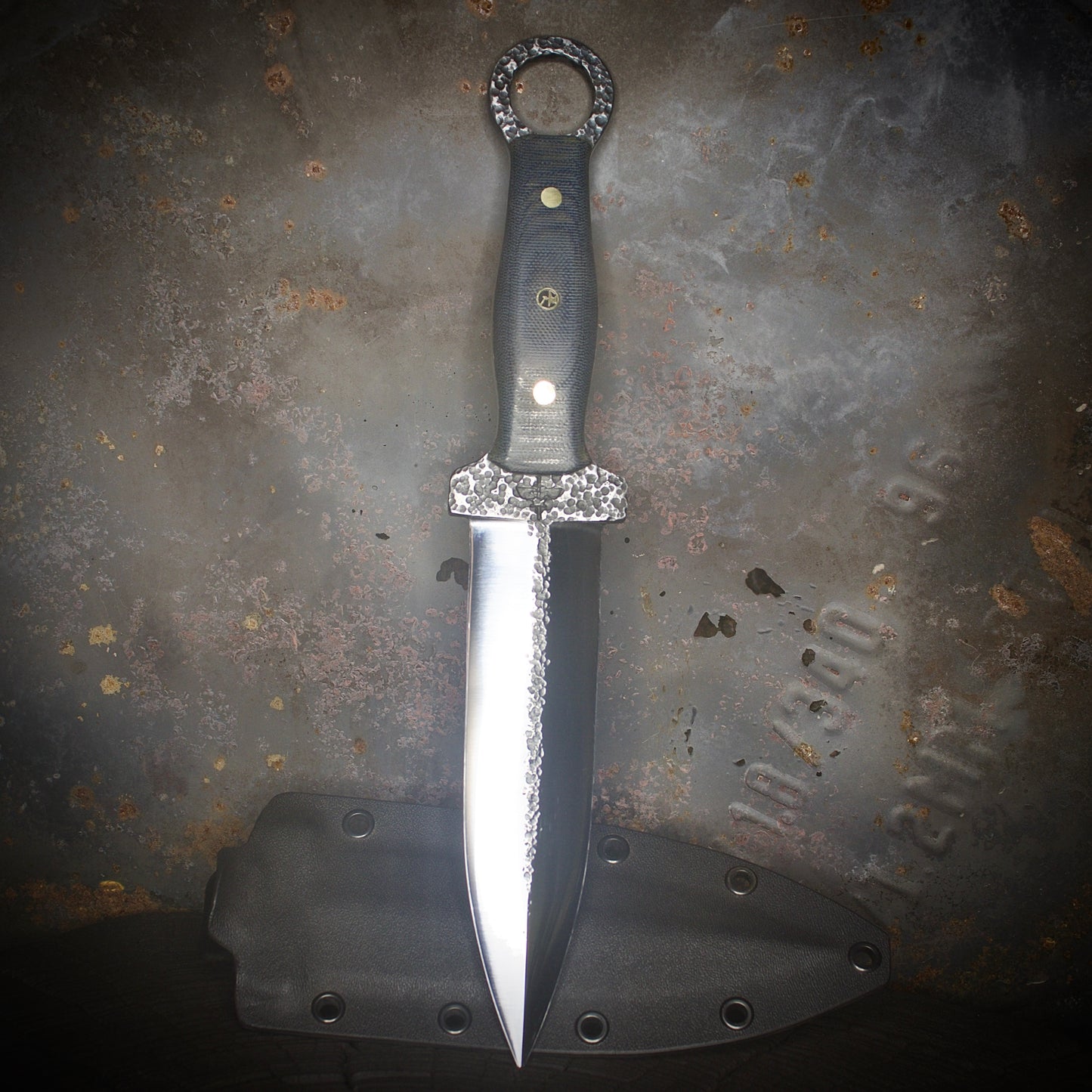Fixed Blade Dagger with Kydex Sheath. Hand Forged in Montana.