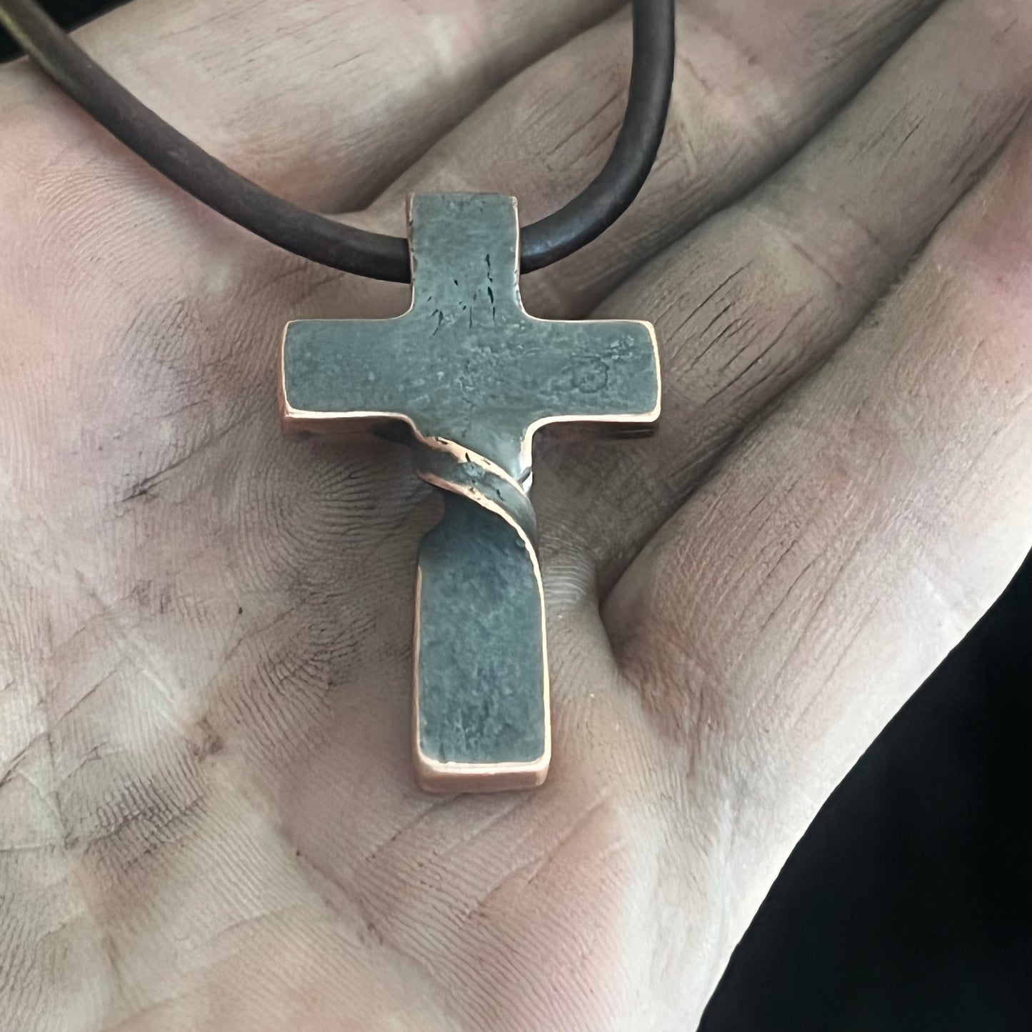 Copper Twist CROSS PENDANT. Made in America. Hand forged in Montana