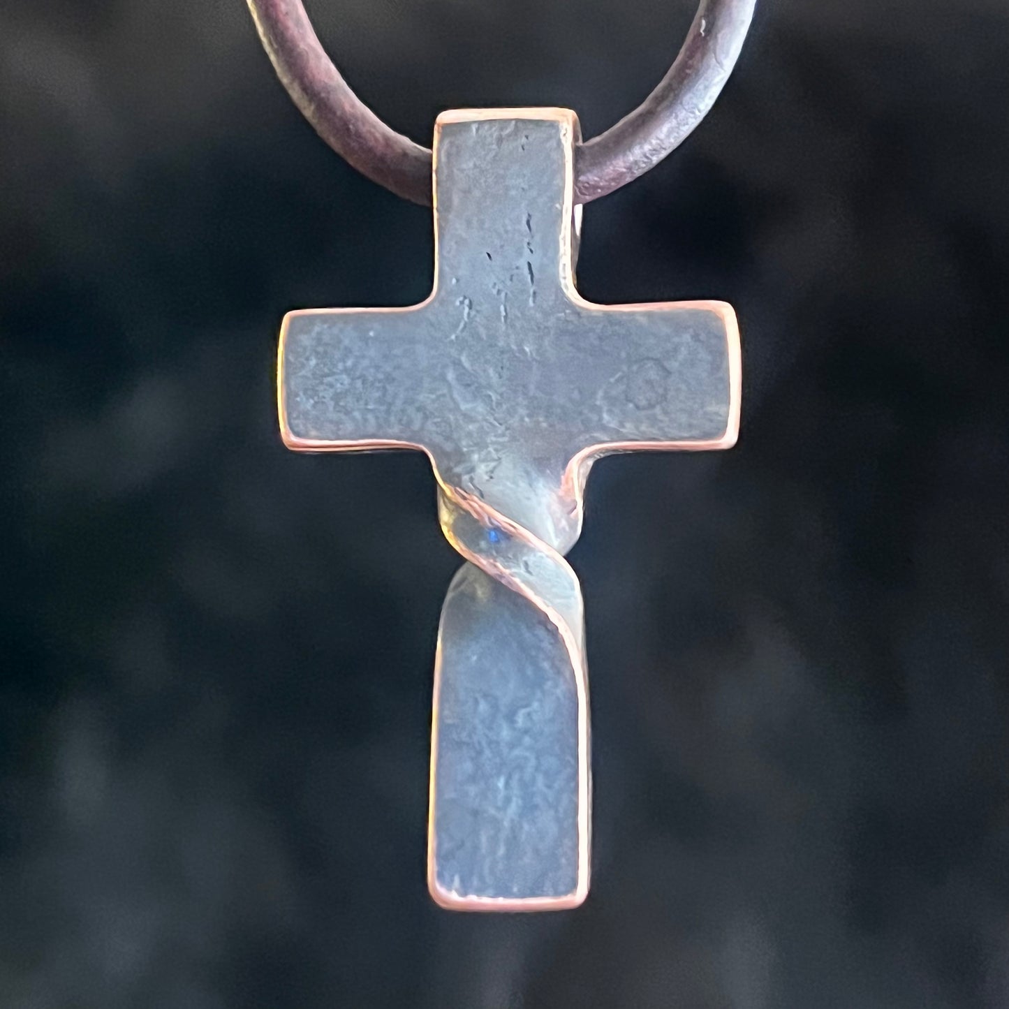 Copper Twist CROSS PENDANT. Made in America. Hand forged in Montana