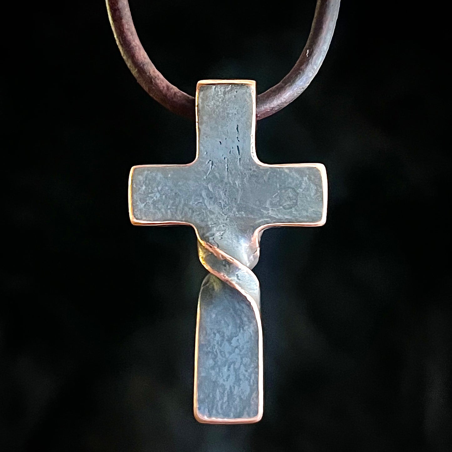 Copper Twist CROSS PENDANT. Made in America. Hand forged in Montana