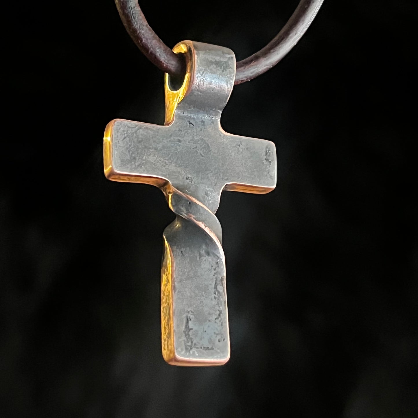 Copper Twist CROSS PENDANT. Made in America. Hand forged in Montana