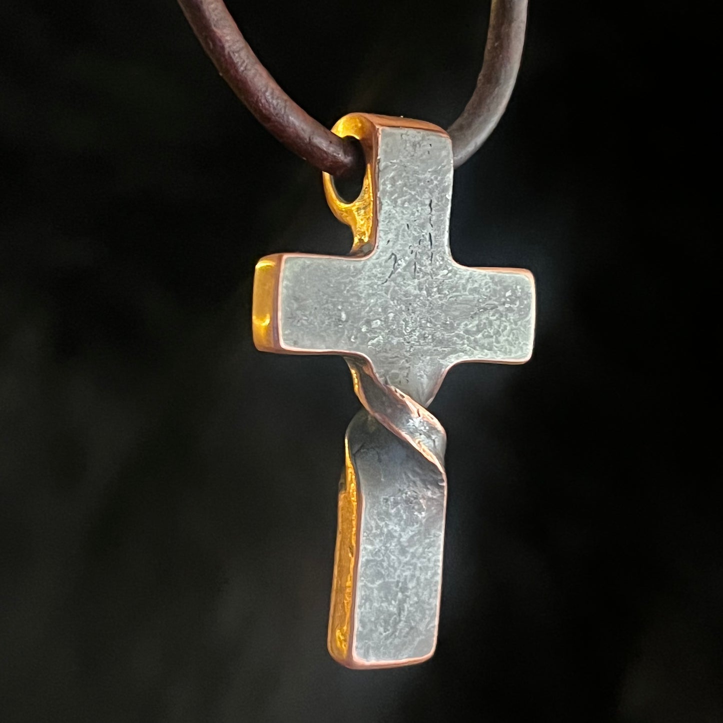 Copper Twist CROSS PENDANT. Made in America. Hand forged in Montana