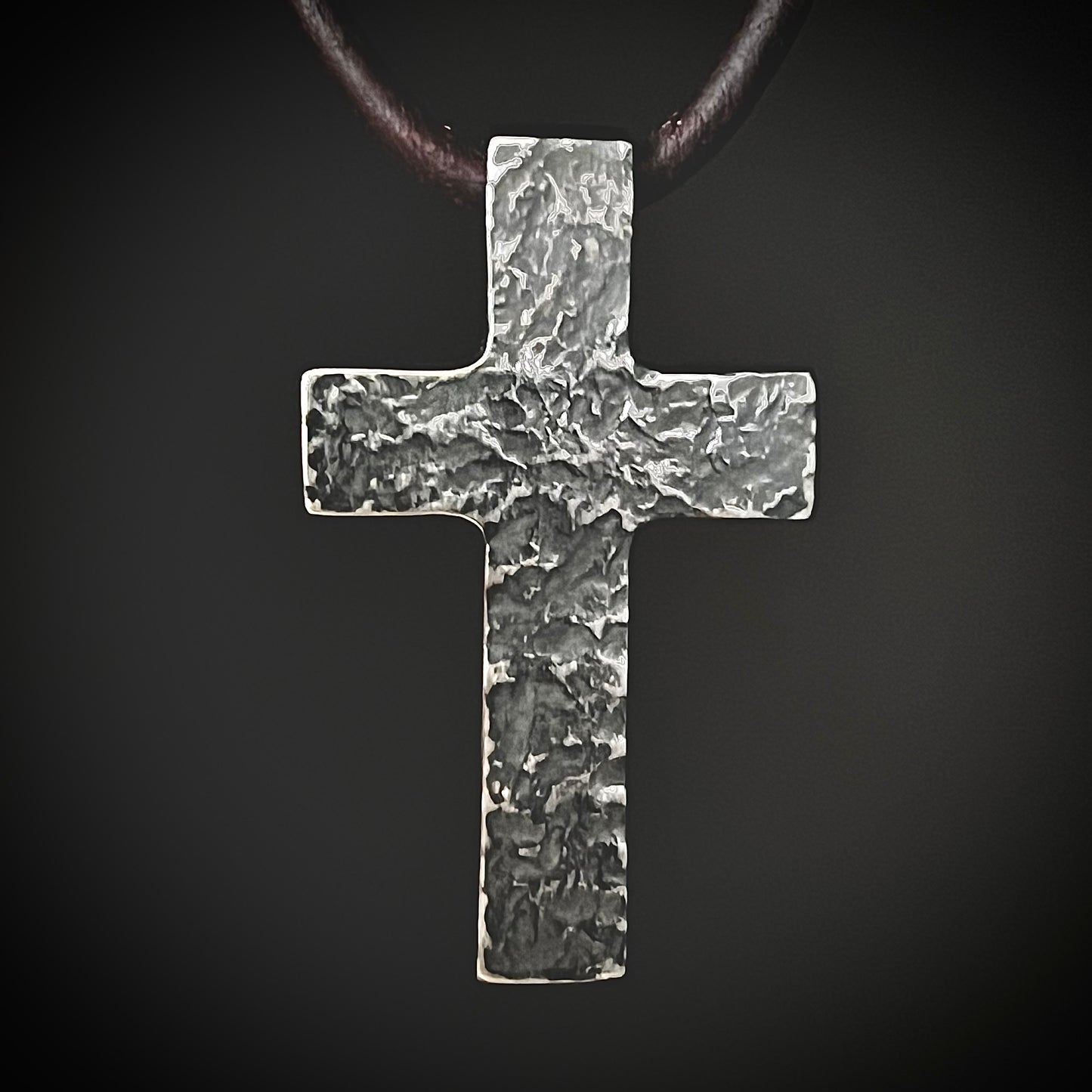 999+ Pure Silver CROSS PENDANT Hammered Finish. Made in America. hand forged in Montana.