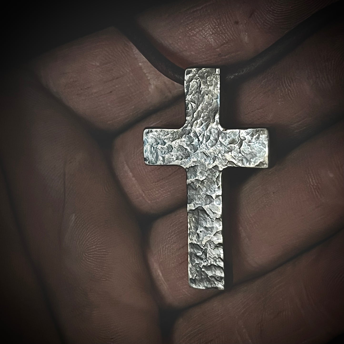 999+ Pure Silver CROSS PENDANT Hammered Finish. Made in America. hand forged in Montana.