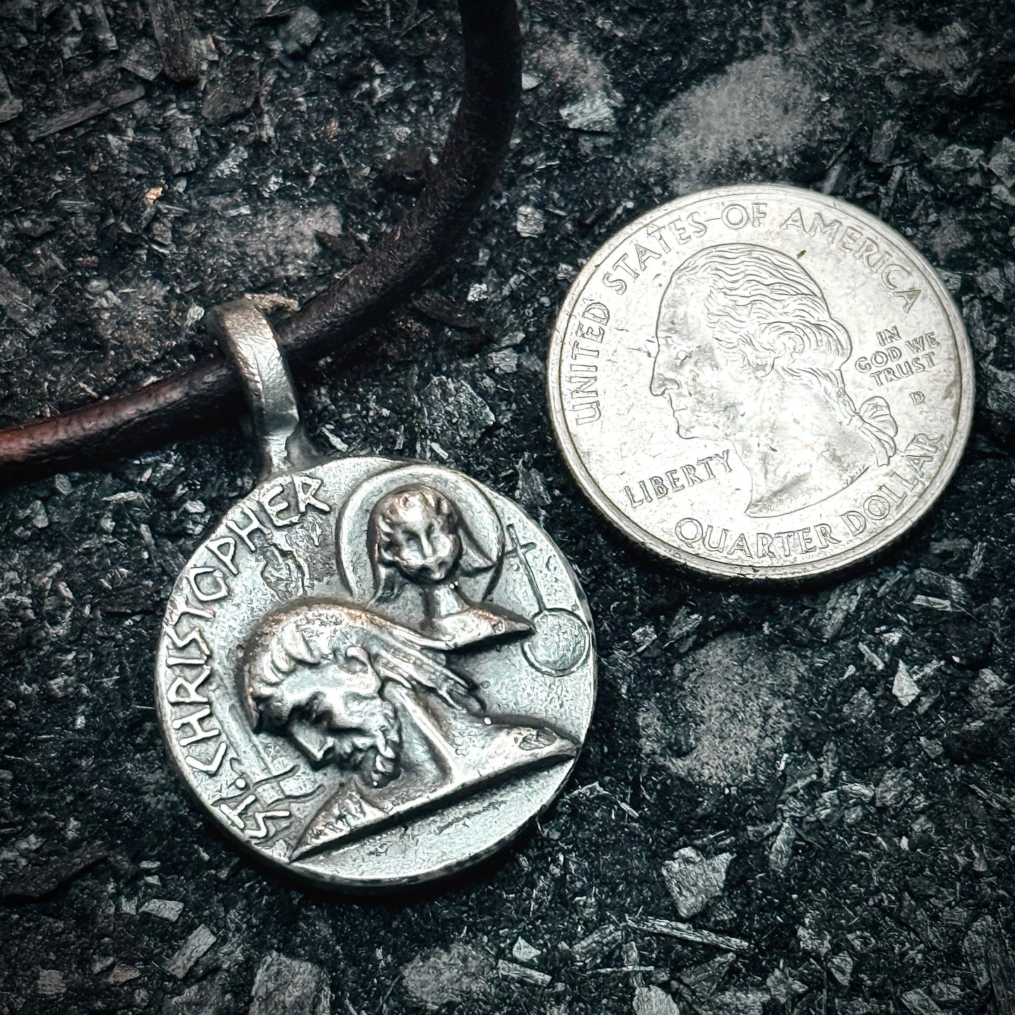 100% Pure Silver Saint Christopher Pendant. My Own Reproduction of a Rare Historical Antique. Hand Forged in Montana, USA .999 Fine Silver