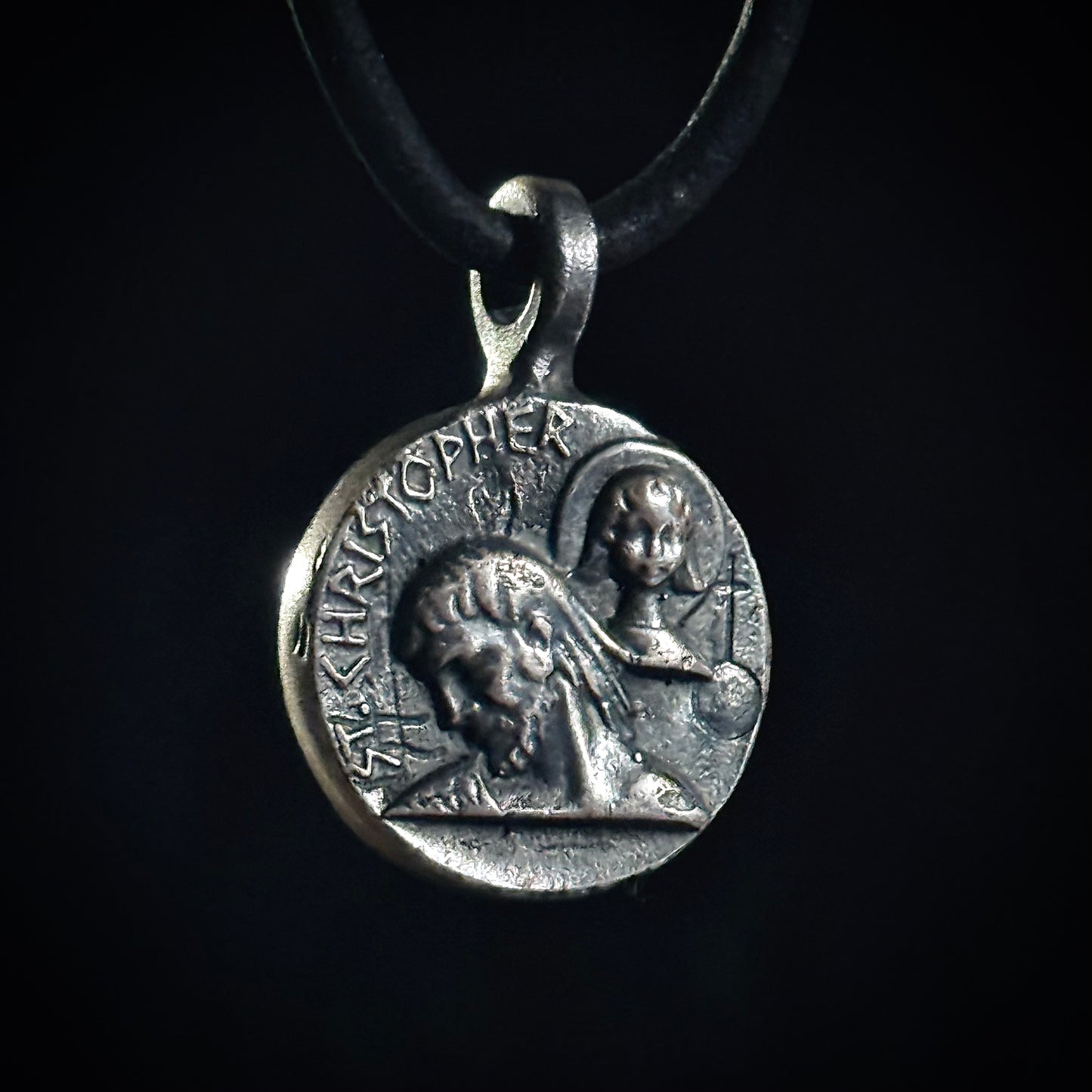 100% Pure Silver Saint Christopher Pendant. My Own Reproduction of a Rare Historical Antique. Hand Forged in Montana, USA .999 Fine Silver