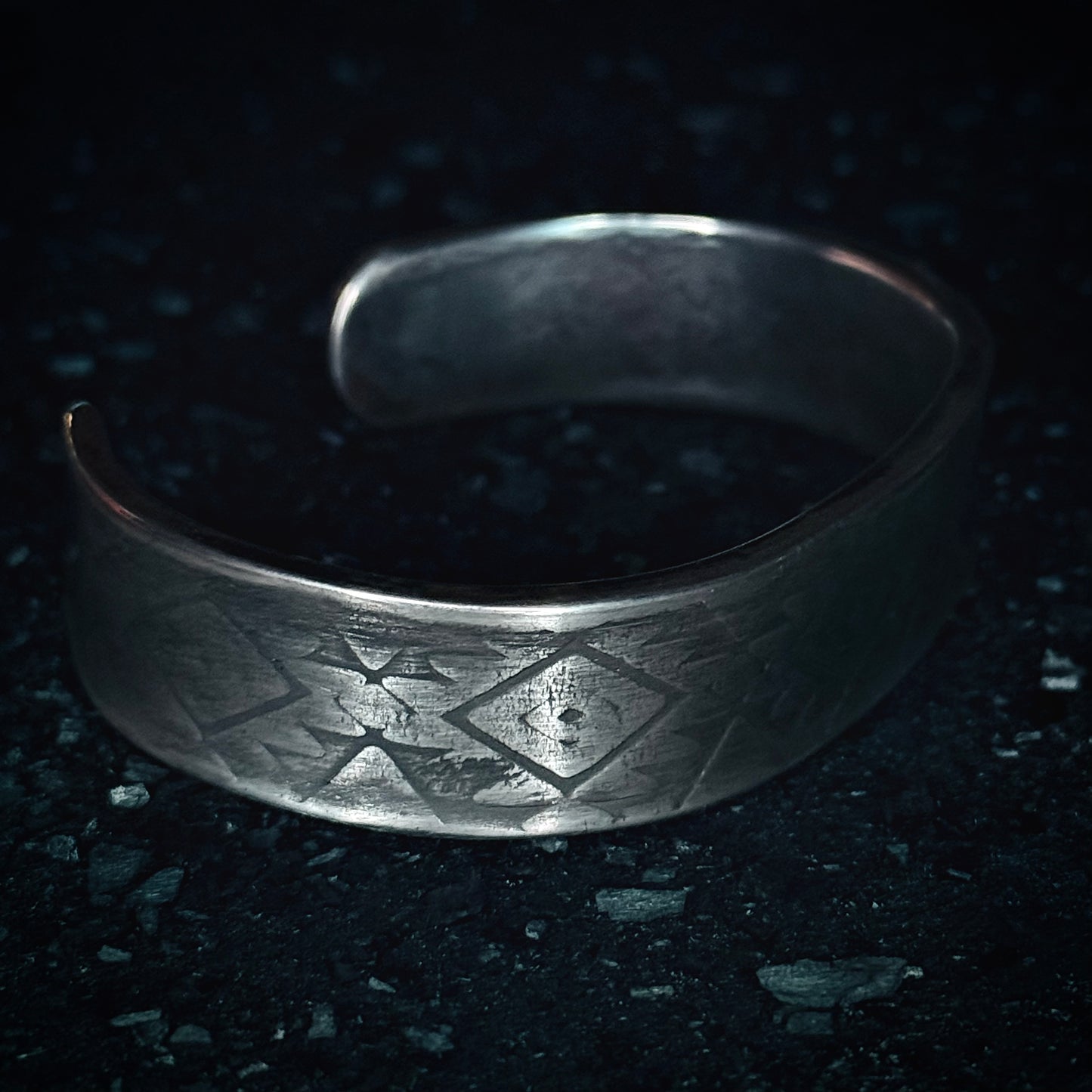 100% Pure Silver Cuff Bracelet. southwest pattern. 5/8 wide. Handmade in Montana. Rugged Western bracelet. .999 Fine silver. New Design!