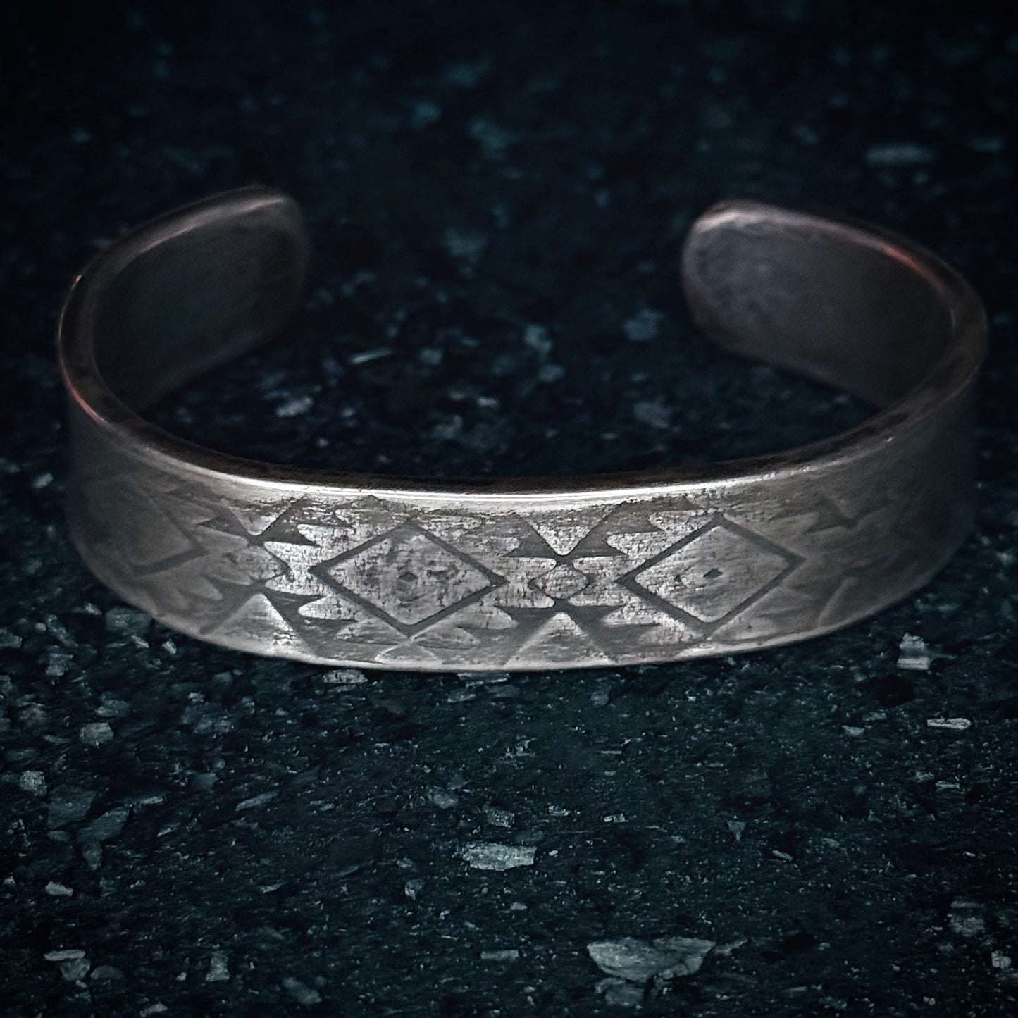 100% Pure Silver Cuff Bracelet. southwest pattern. 5/8 wide. Handmade in Montana. Rugged Western bracelet. .999 Fine silver. New Design!