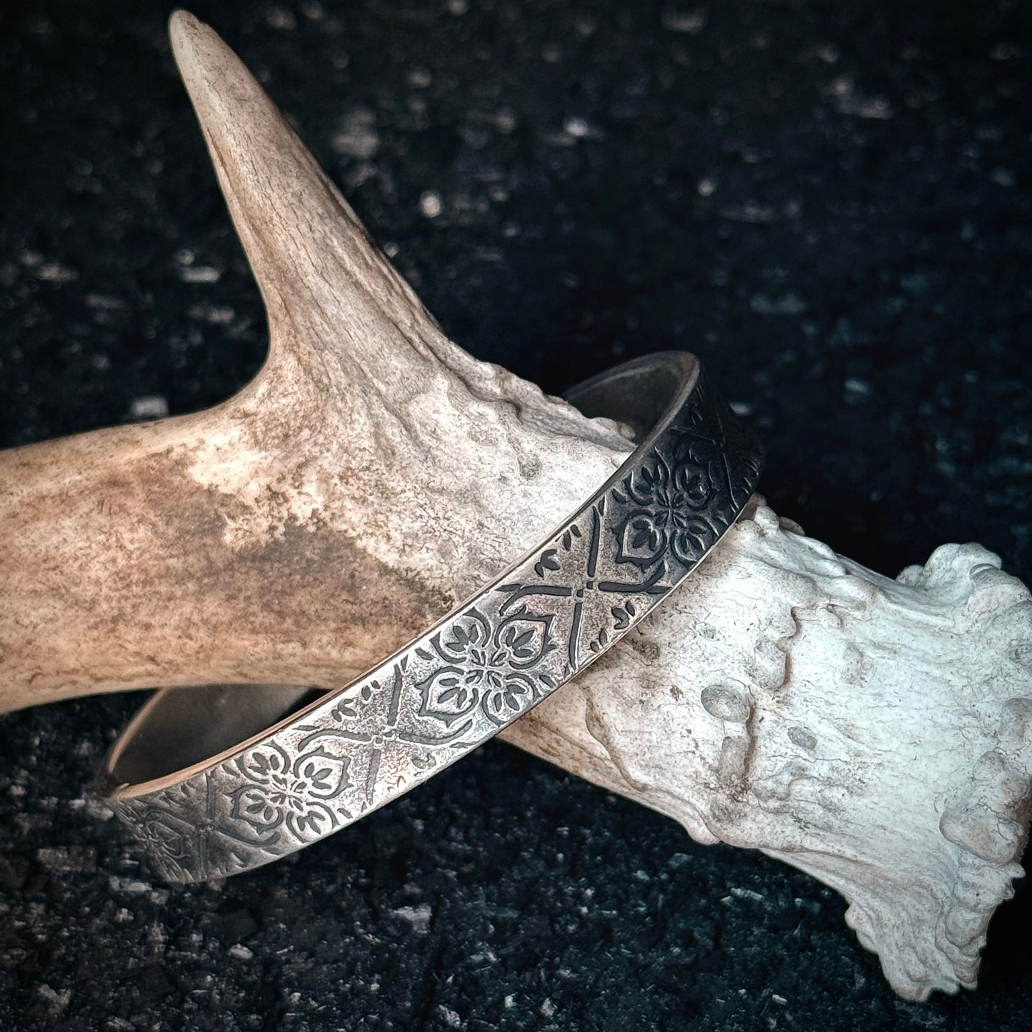 100% Pure Silver Cuff Bracelet. Floral Filigree Pattern 3/8" wide. Handmade in Montana, USA. .999 Fine silver. New Design!