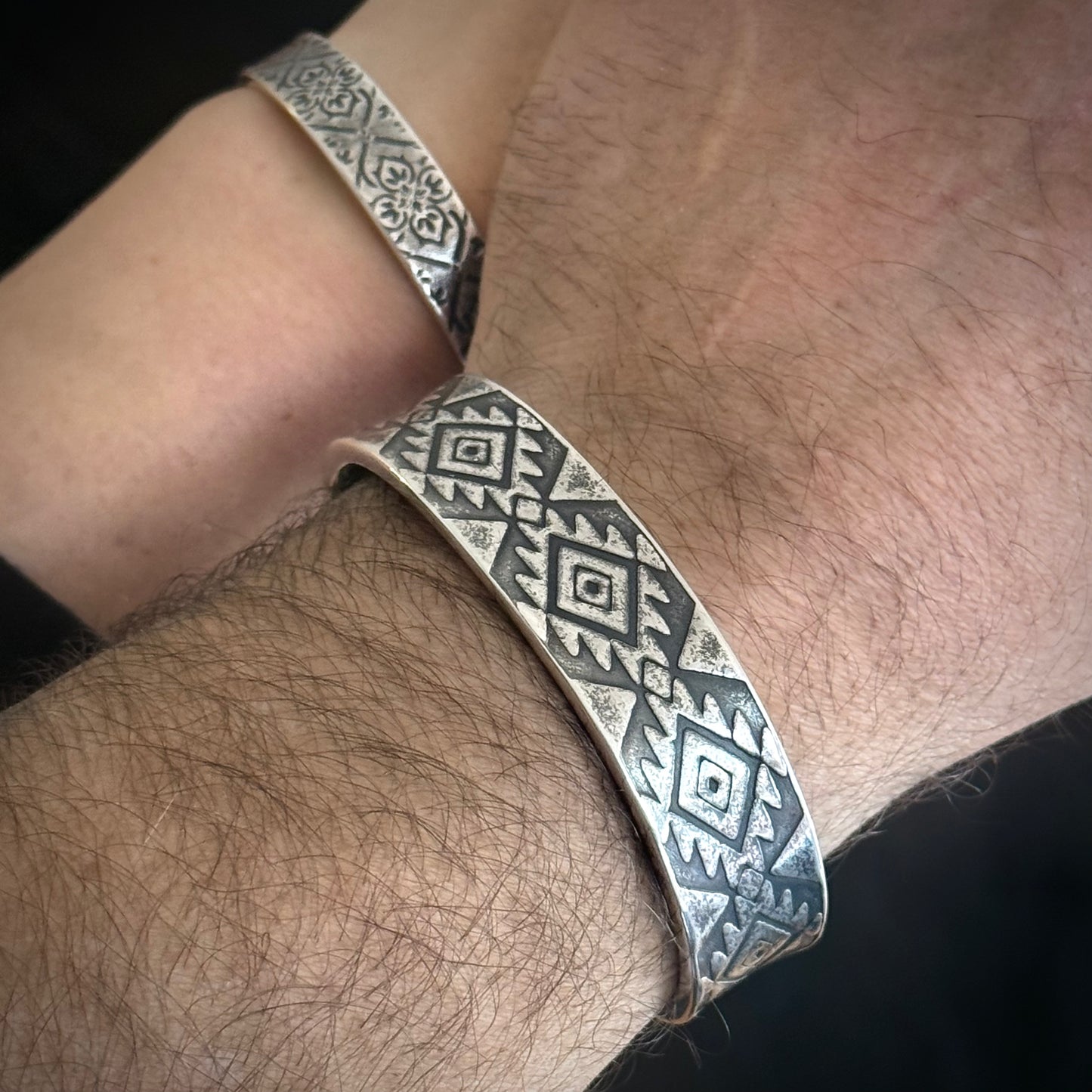 100% Pure Silver Cuff Bracelet. Floral Filigree Pattern 3/8" wide. Handmade in Montana, USA. .999 Fine silver. New Design!