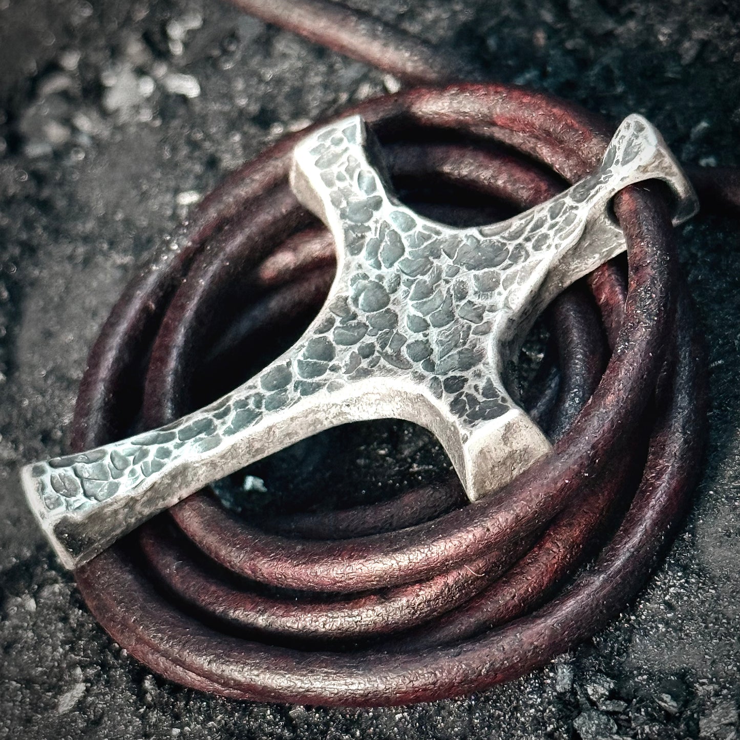 100% Pure Silver CROSS PENDANT Hammered Finish, New Design! Made in America. hand forged in Montana. .999 Fine Silver. Best Seller.