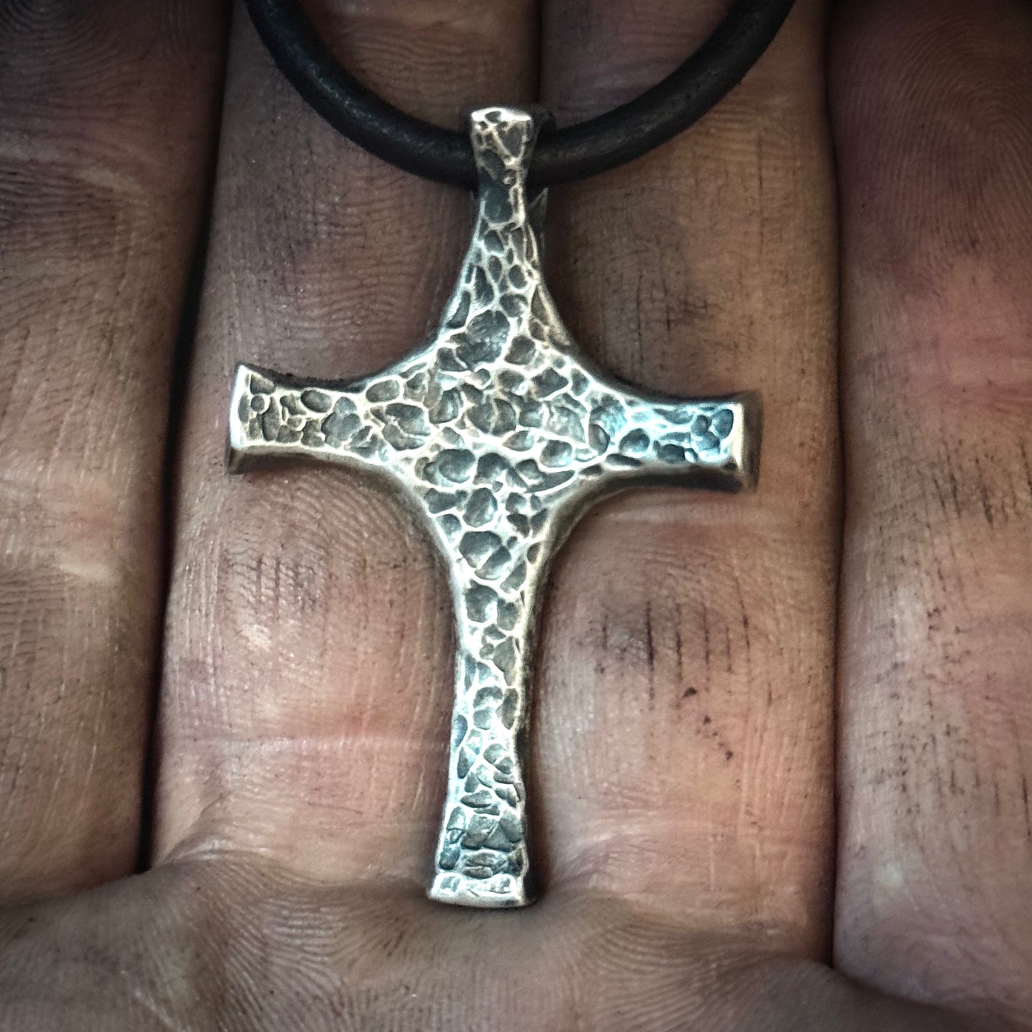 100% Pure Silver CROSS PENDANT Hammered Finish, New Design! Made in America. hand forged in Montana. .999 Fine Silver. Best Seller.