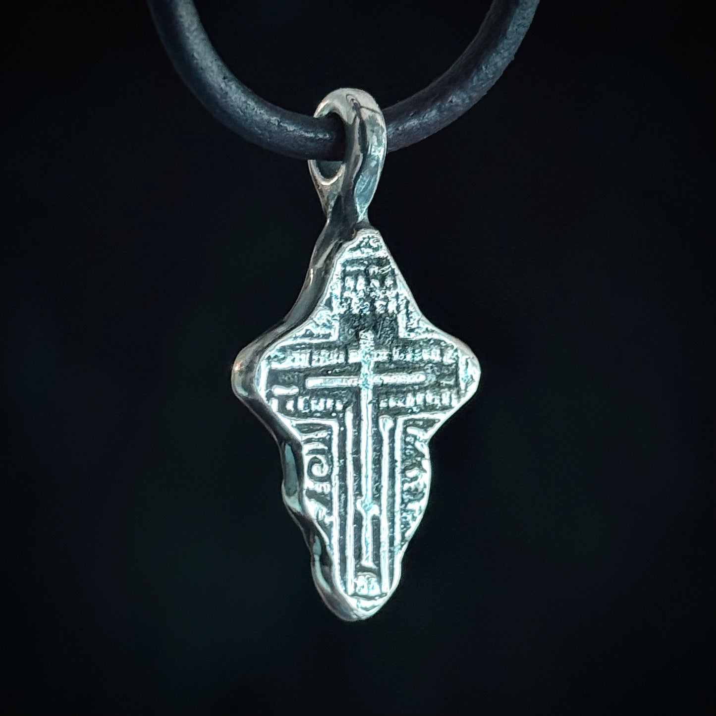 100% Pure Silver Orthodox Cross Pendant. My own reproduction of a rare historical antique. Hand forged in Montana, USA. .999 Fine Silve