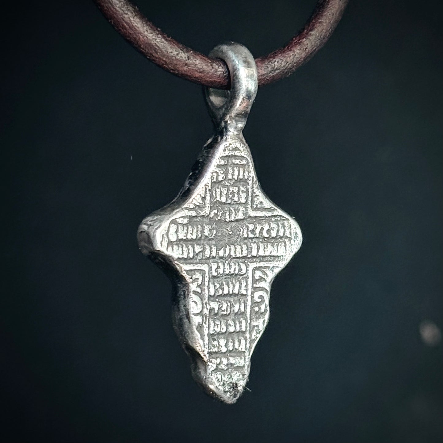 100% Pure Silver Orthodox Cross Pendant. My own reproduction of a rare historical antique. Hand forged in Montana, USA. .999 Fine Silve