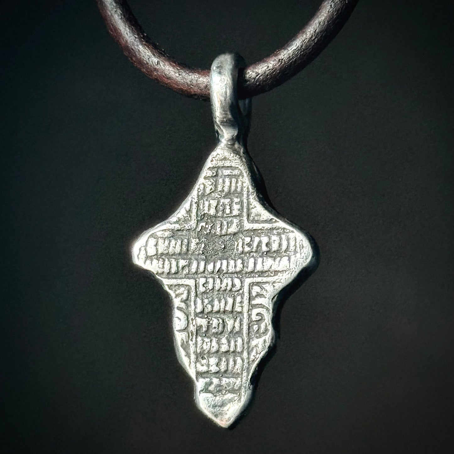 100% Pure Silver Orthodox Cross Pendant. My own reproduction of a rare historical antique. Hand forged in Montana, USA. .999 Fine Silve