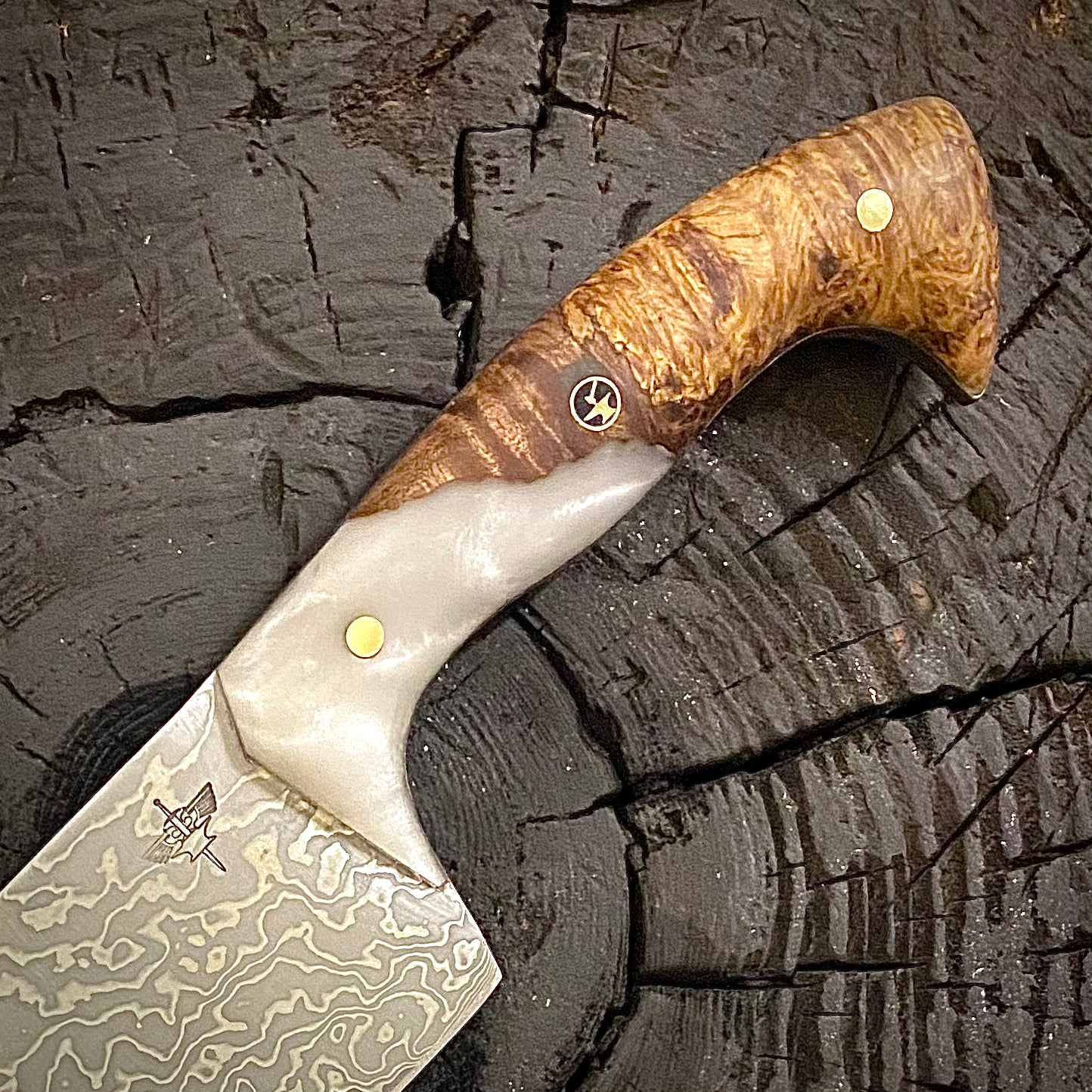 VG10, Stainless Steel Damascus Chef Knife. Hand Forged in Montana.