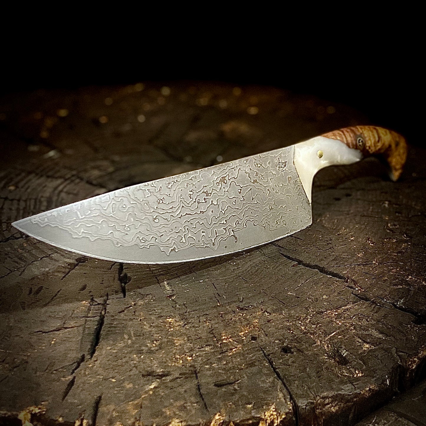 VG10, Stainless Steel Damascus Chef Knife. Hand Forged in Montana.