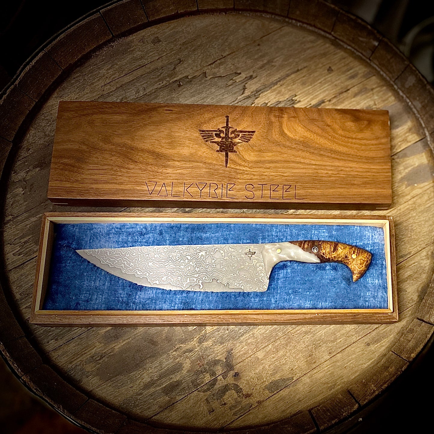 VG10, Stainless Steel Damascus Chef Knife. Hand Forged in Montana.