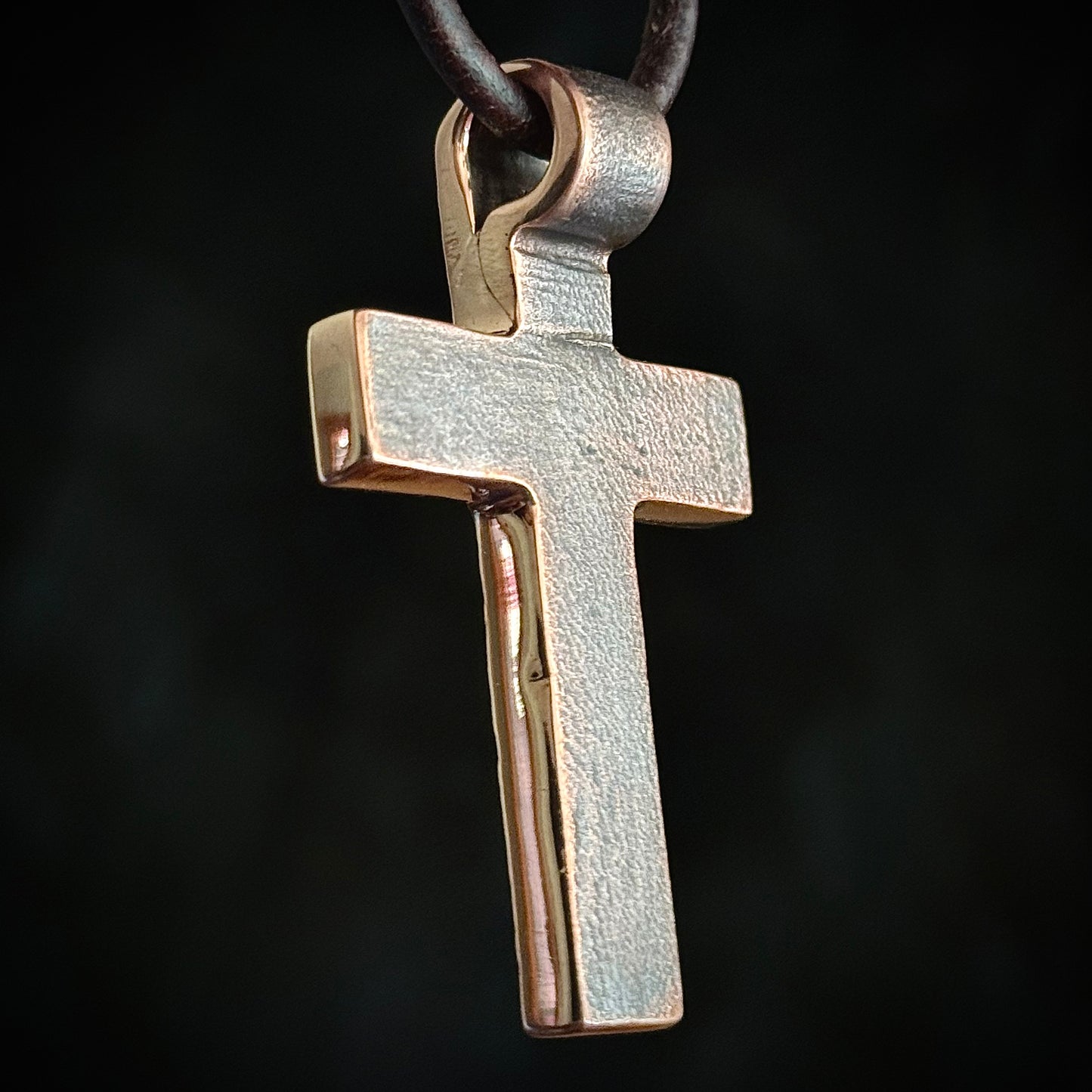 Copper Hammered Finish CROSS PENDANT. Made in America. Hand forged in Montana. .999+ Pure Copper