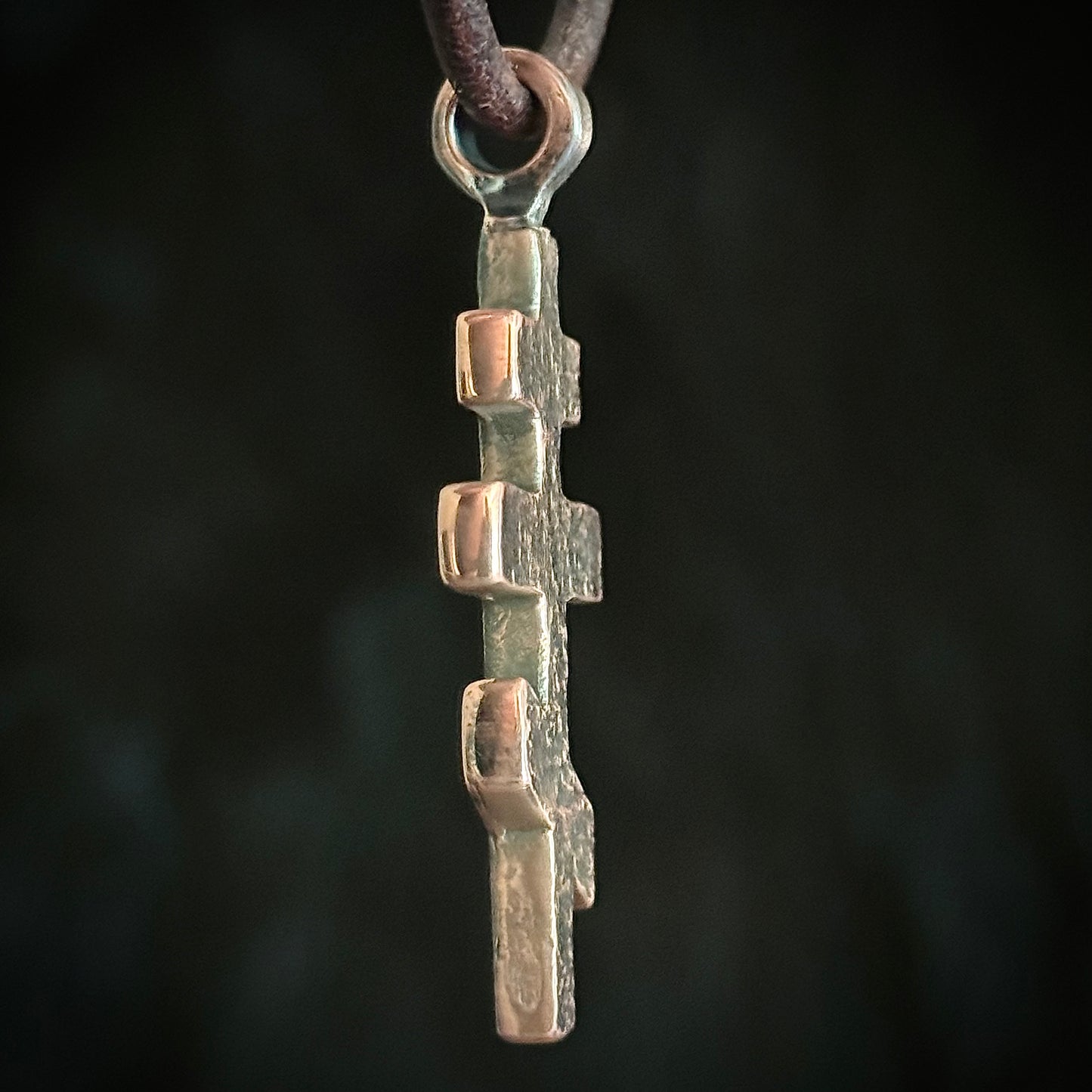 100% Pure Copper ORTHODOX CROSS PENDANT. Rustic finish. Made in America. hand forged in Montana.