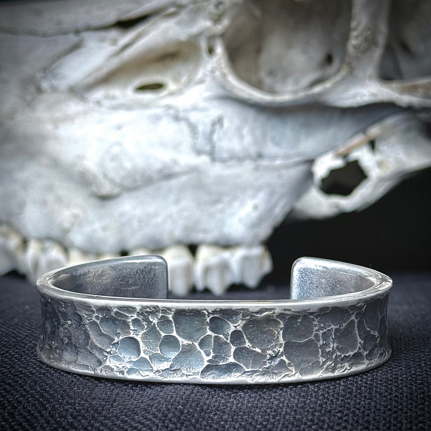 100% Pure Silver Cuff Bracelet. Hammered Finish. 5/8 wide. Handmade in Montana. Rugged Western bracelet. .999 Fine silver. New Design!