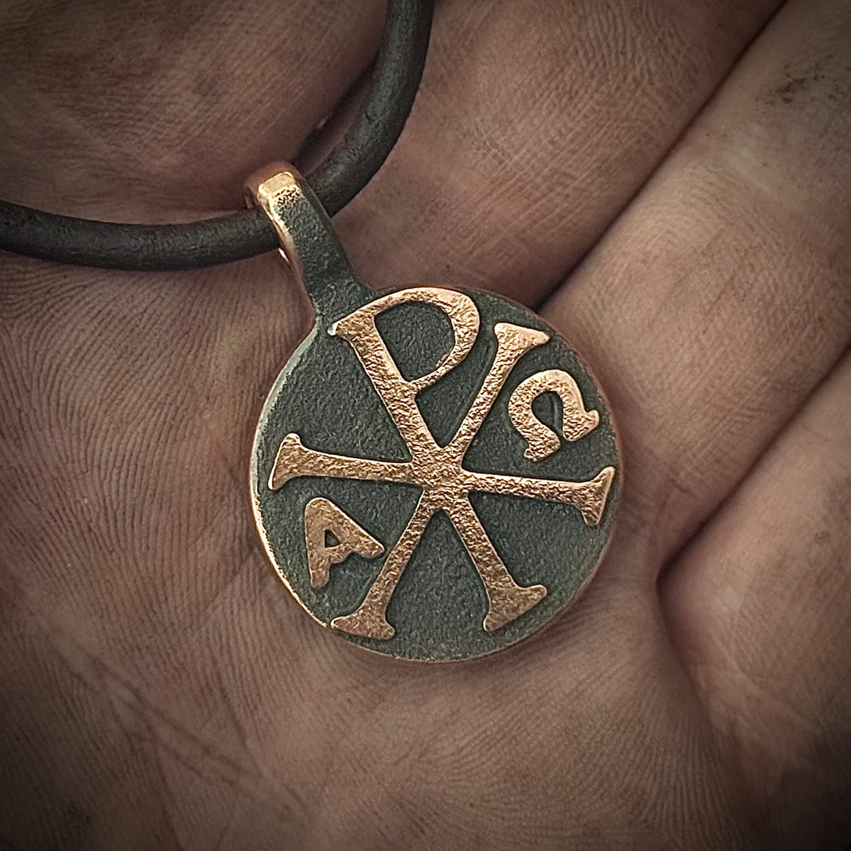 Copper Chi Rho Pendant. Made in America. Hand forged in Montana