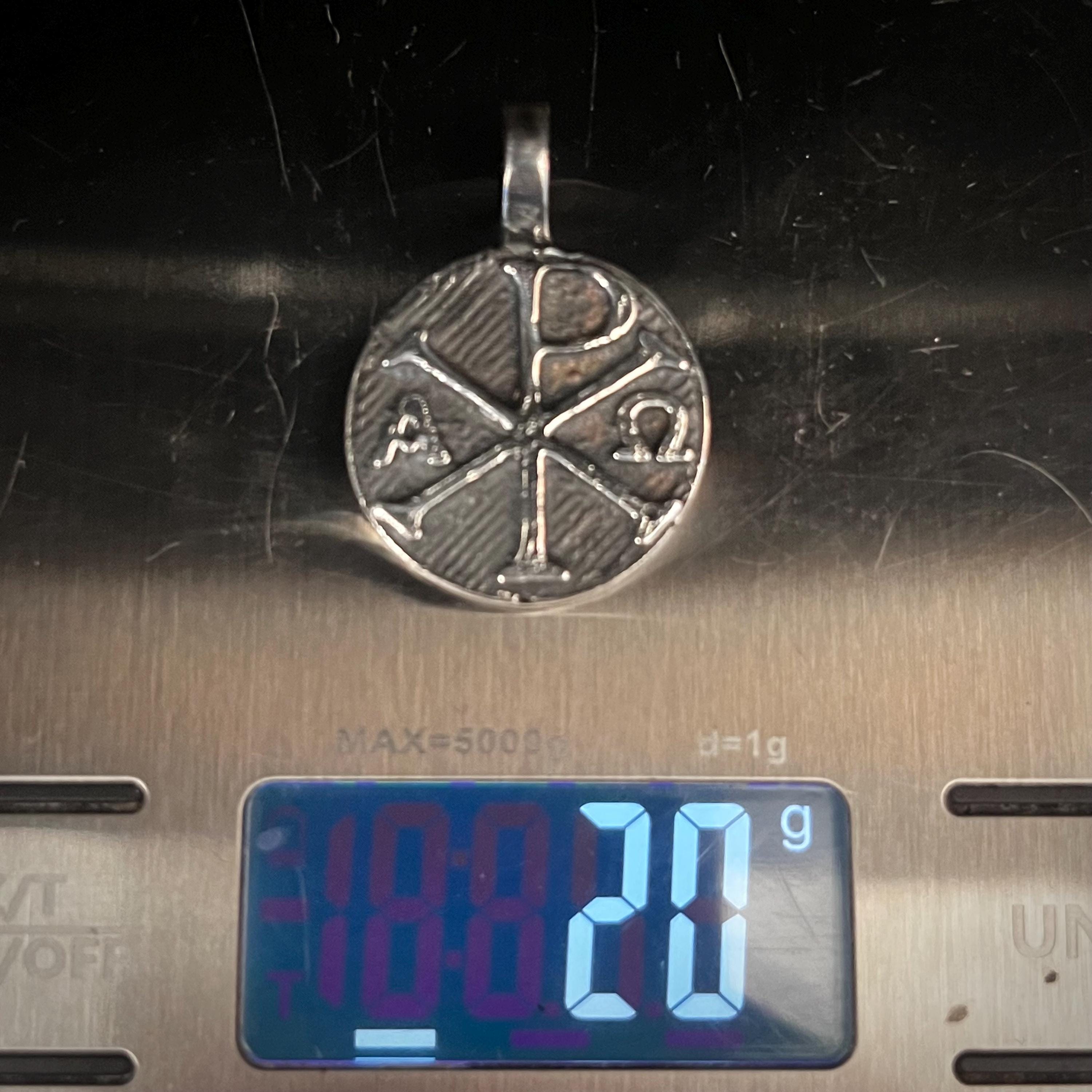999+ Pure Silver Chi Rho Pendant. Made in America. hand forged in