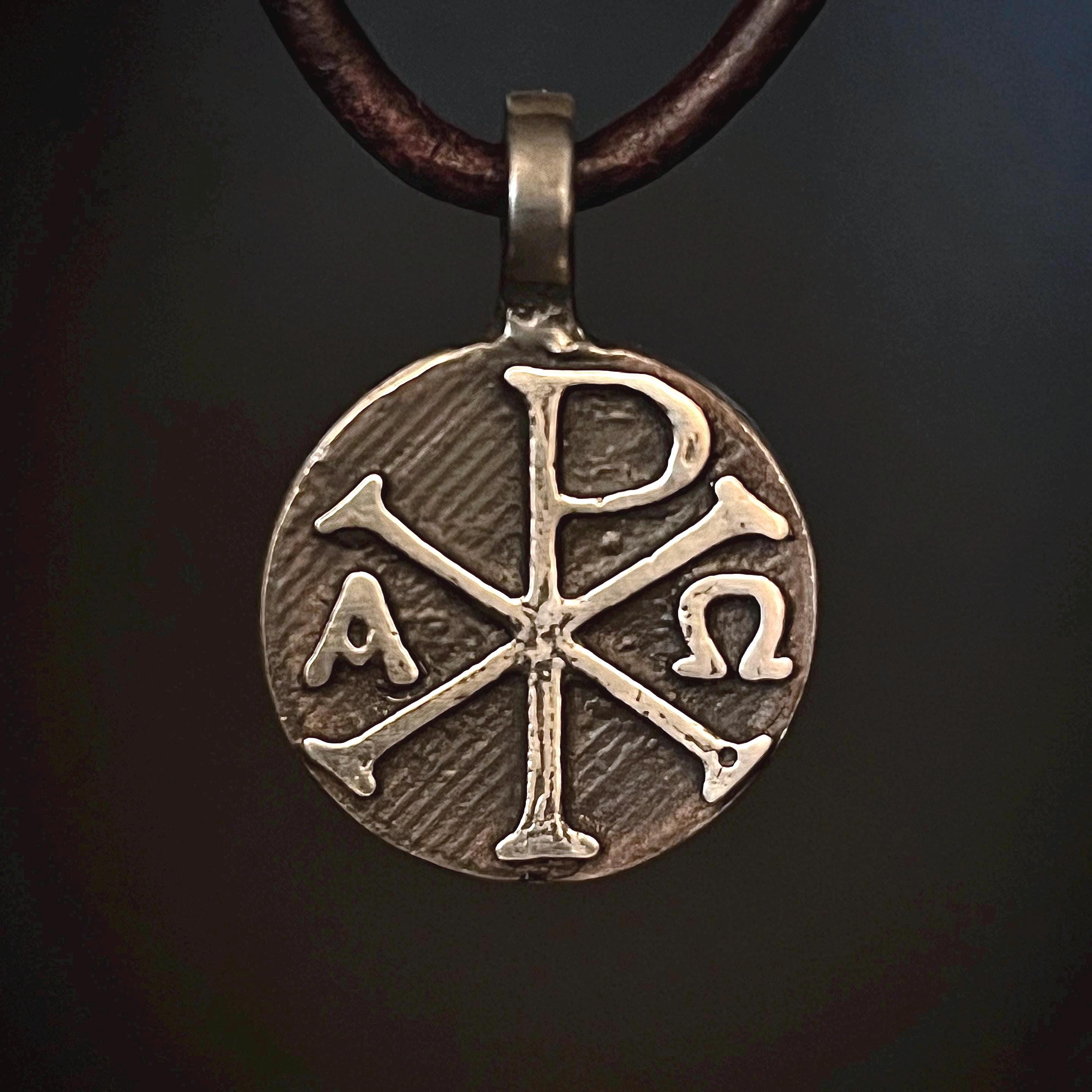 999+ Pure Silver Chi Rho Pendant. Made in America. hand forged in