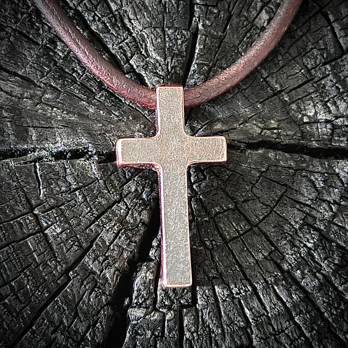 100% Pure Copper, Petite version, Flat Finish Cross Pendant with Patina Finish. Made in America. Hand forged in Montana.