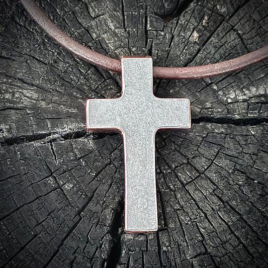100% Pure Copper Flat Finish CROSS PENDANT. Made in America. Hand forged in Montana. Pure Copper