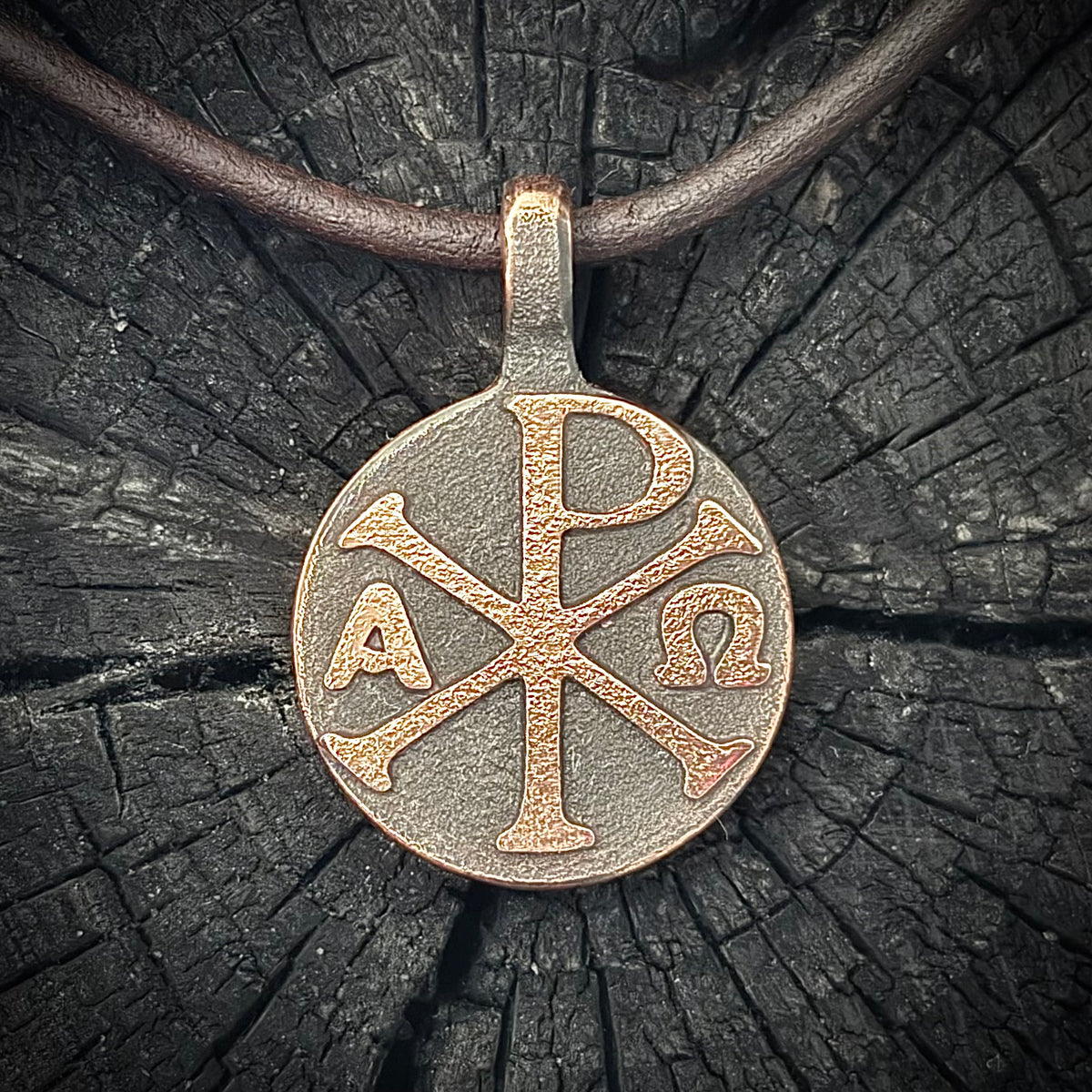 Copper Chi Rho Pendant. Made in America. Hand forged in Montana