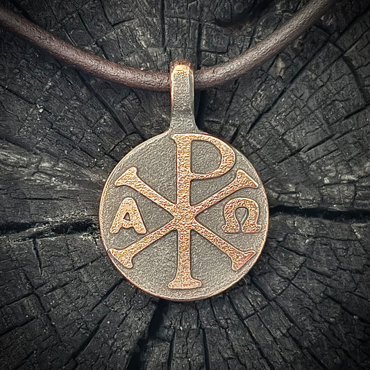 Copper Chi Rho Pendant. Made in America. Hand forged in Montana