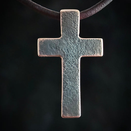 100% Pure Copper Flat Finish CROSS PENDANT. Made in America. Hand forged in Montana. Pure Copper