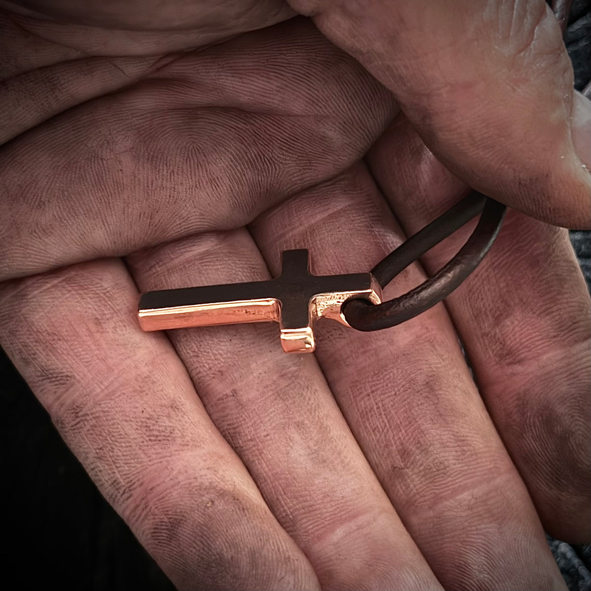 100% Pure Copper, Petite version, Flat Finish Cross Pendant with Patina Finish. Made in America. Hand forged in Montana.
