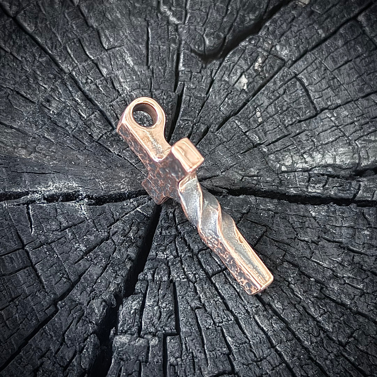 100% Pure Copper, Petite version, Twisted Hammered Cross Pendant with Patina Finish. Made in America. Hand forged in Montana.