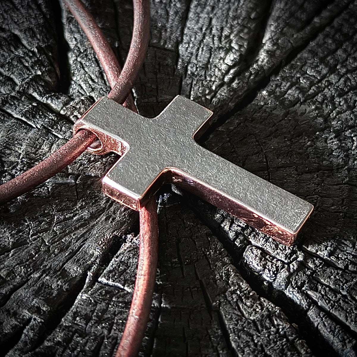 100% Pure Copper Flat Finish CROSS PENDANT. Made in America. Hand forged in Montana. Pure Copper