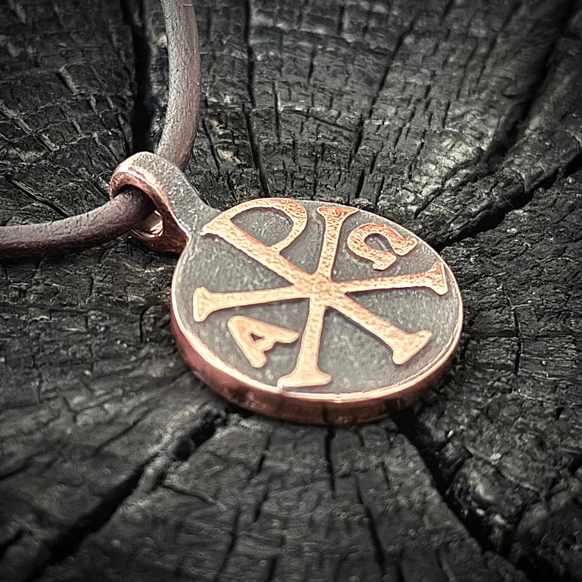 Copper Chi Rho Pendant. Made in America. Hand forged in Montana