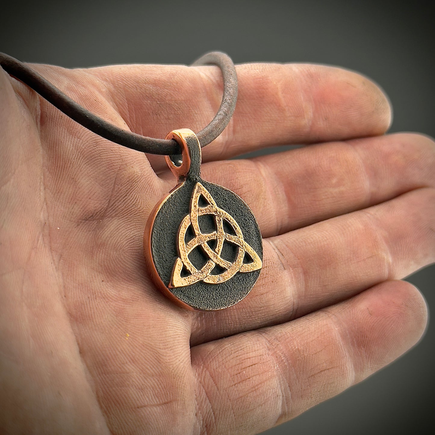 100% Pure Copper Trinity Knot Pendant. Made in America. Handmade in Montana
