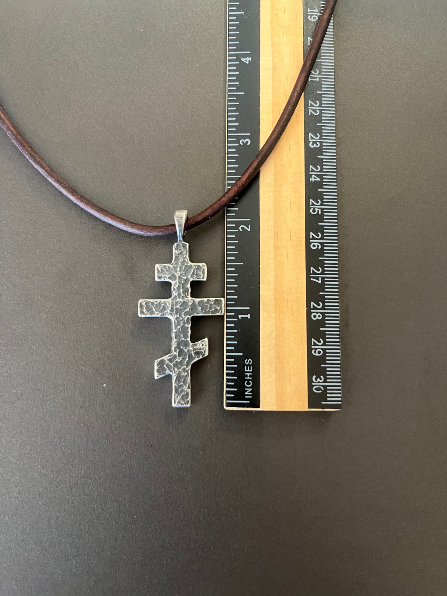 100% Pure Copper ORTHODOX CROSS PENDANT. Rustic finish. Made in America. hand forged in Montana.