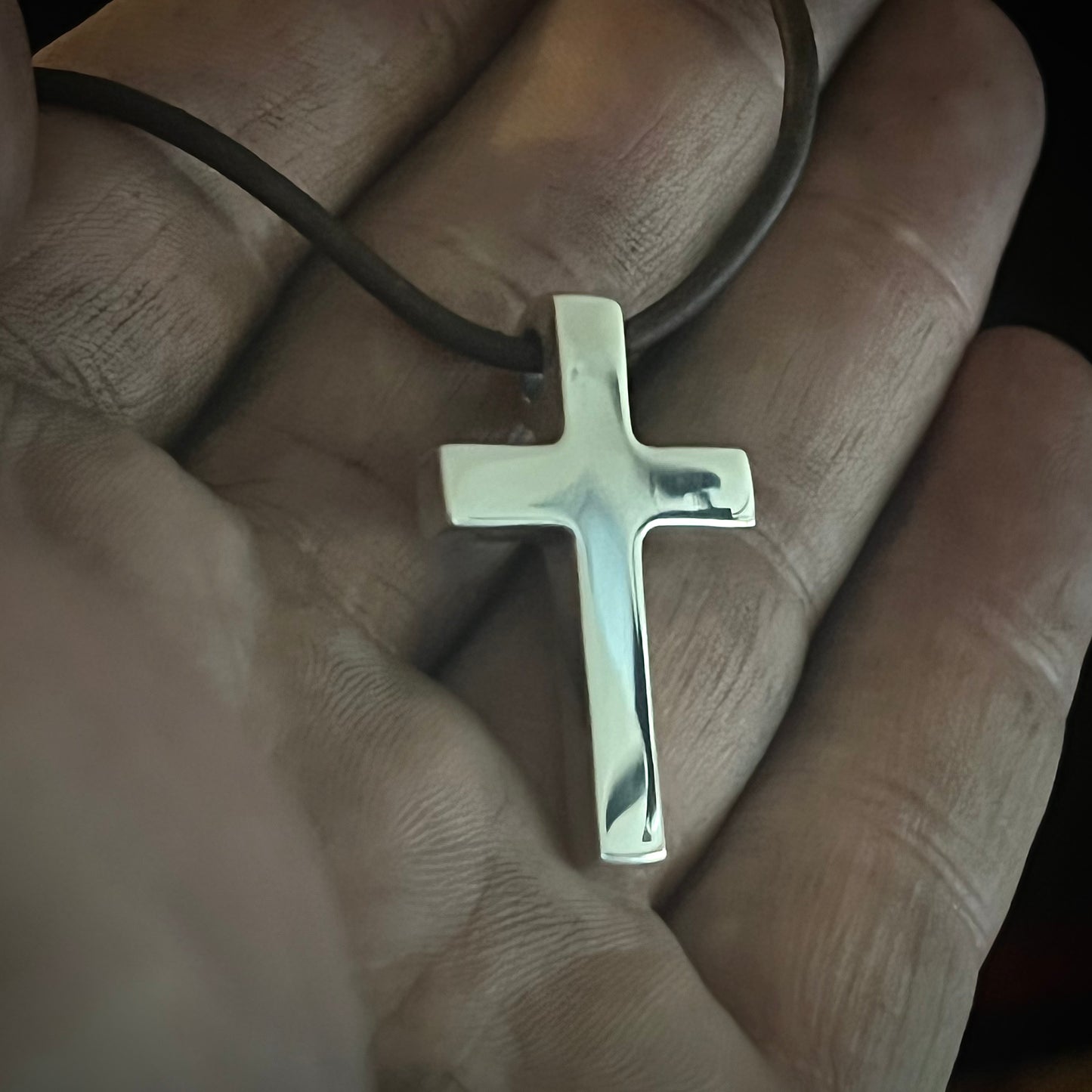 100% Pure Silver. Petite, Polished Cross Pendant. Made in America. Hand forged in Montana. .999 Fine Silver