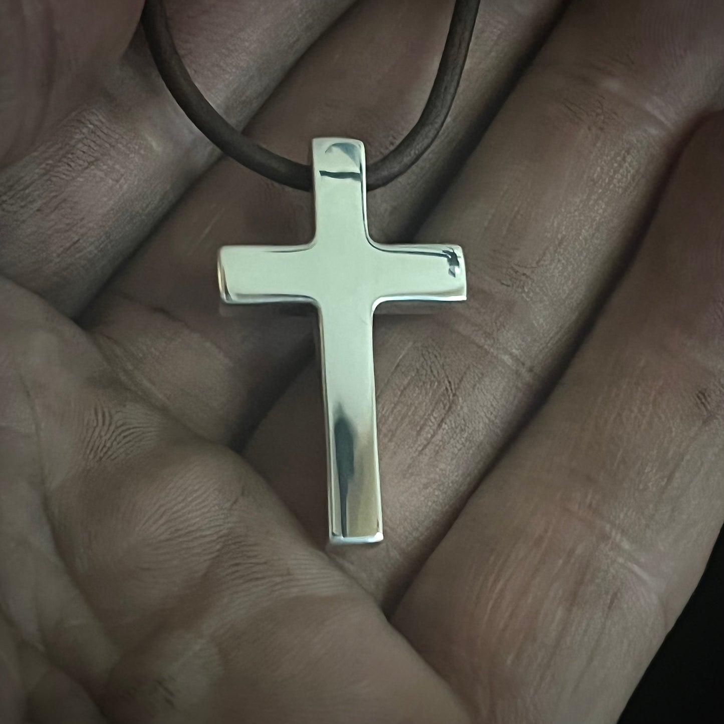 100% Pure Silver. Petite, Polished Cross Pendant. Made in America. Hand forged in Montana. .999 Fine Silver