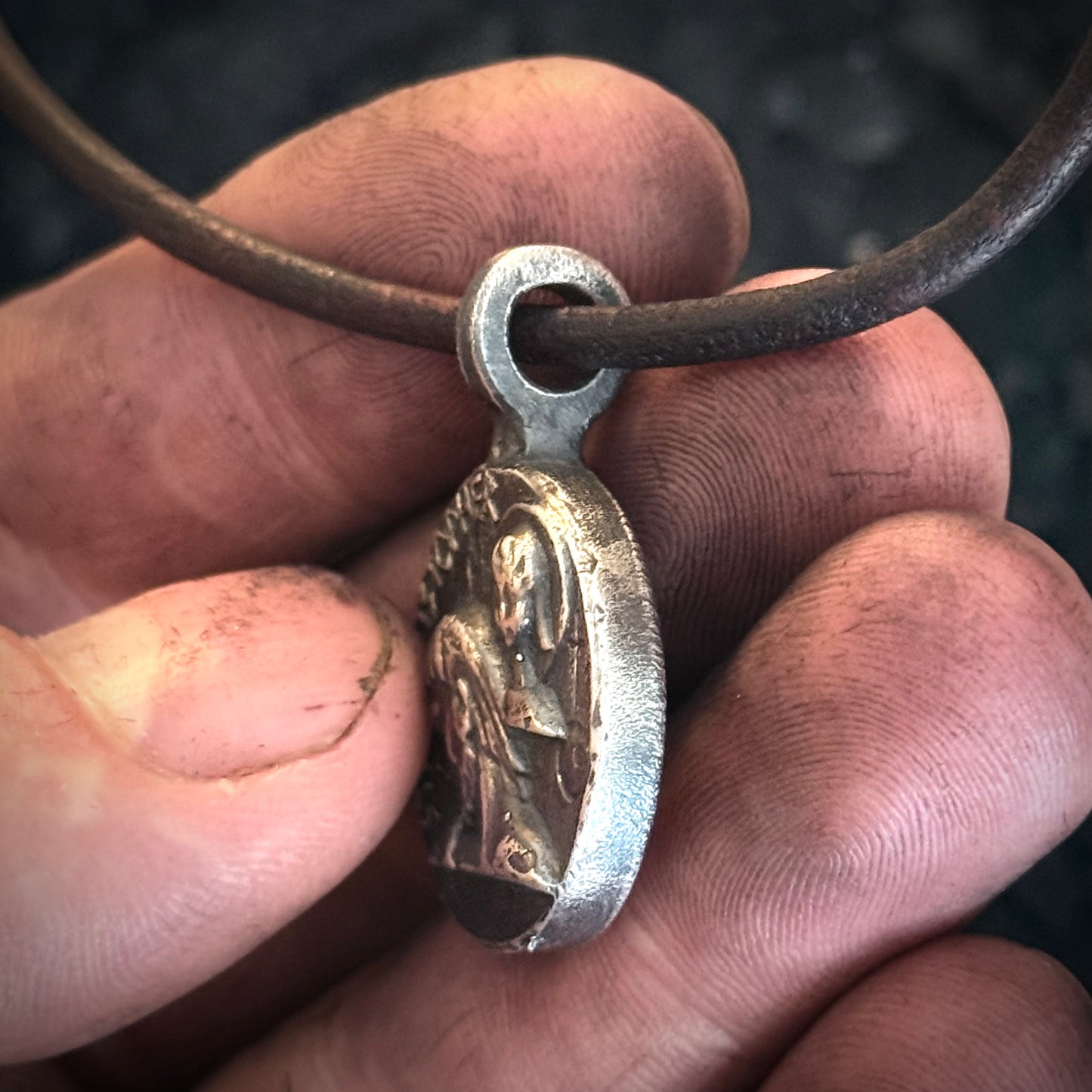 100% Pure Silver Saint Christopher Pendant. My Own Reproduction of a Rare Historical Antique. Hand Forged in Montana, USA .999 Fine Silver